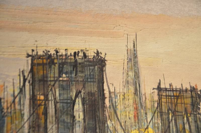 Le pont de Brooklyn par Suzanne Duchamp Huile sur toile années 50, XX, Peinture | Puces Privées