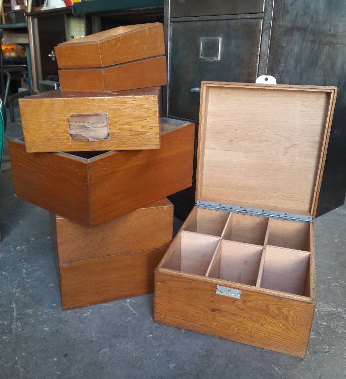 Lot de boites à fiches en bois, Boîtes, étuis, nécessaires, coffrets, Arts décoratifs | Puces Privées