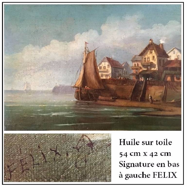 MARINE HUILE SUR TOILE XIXème siècle, XIX, Peinture | Puces Privées