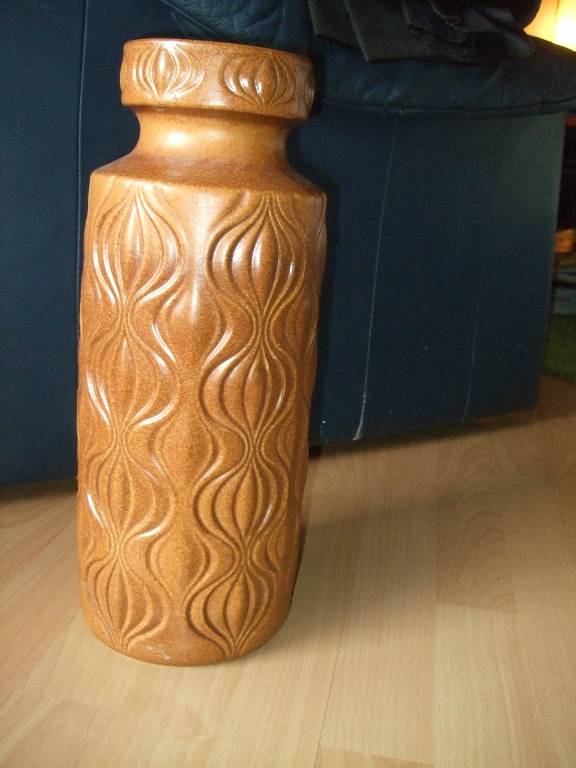 Vase West Germany grand Floor Vase céramique marron 42cm | Puces Privées
