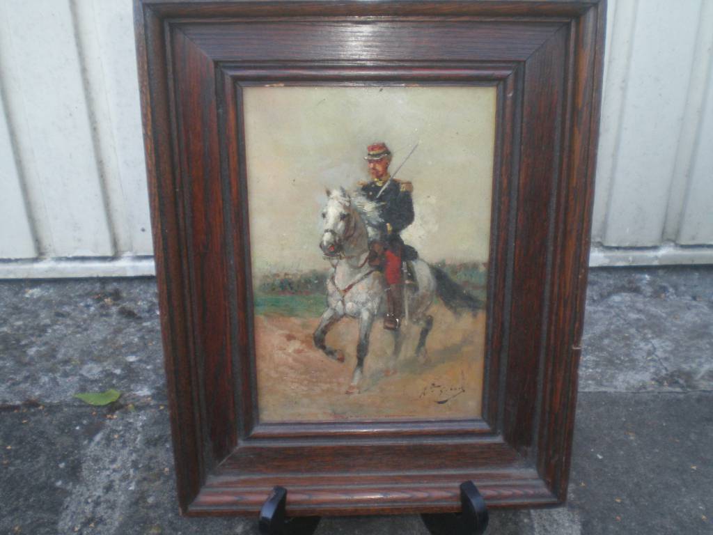 tableau peinture sur bois d officier francais de l infanterie guerre de 1870 | Puces Privées