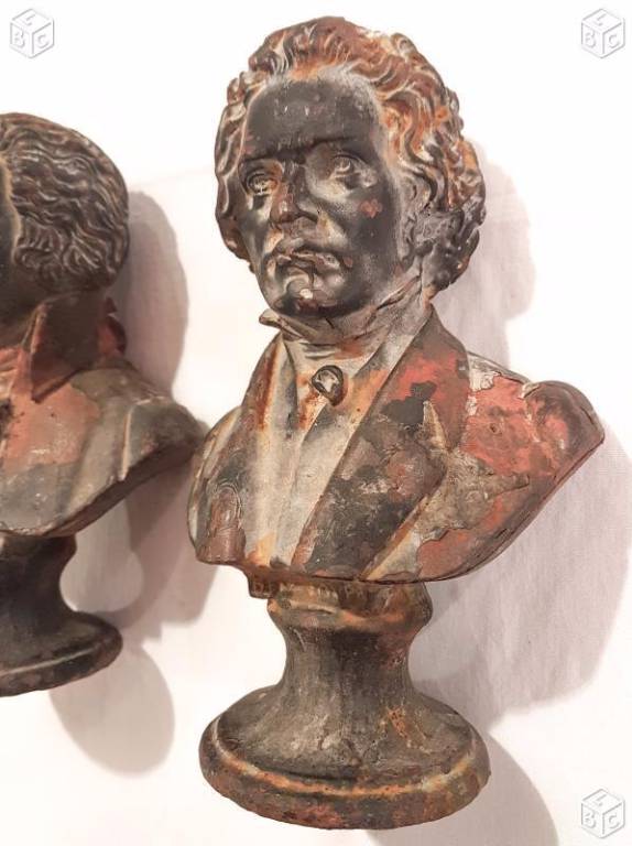 Bustes Mozart et Beethoven en fonte | Puces Privées