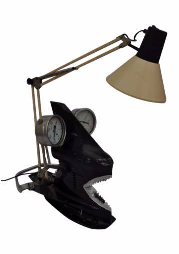 Art N° 83 Sculpture Lampe industrielle Piranha décoration industrielle | Puces Privées